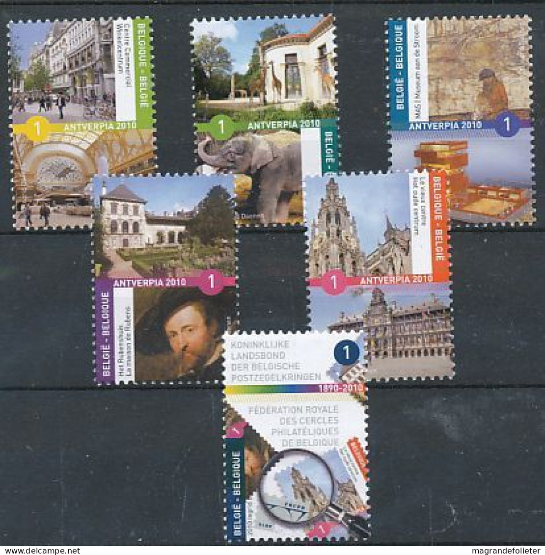 TIMBRE  ZEGEL STAMP  BELGIQUE ANTWERPIA 2010 LE COEUR D' ANVERS 6985-90  XX - 2013-... Rey Felipe