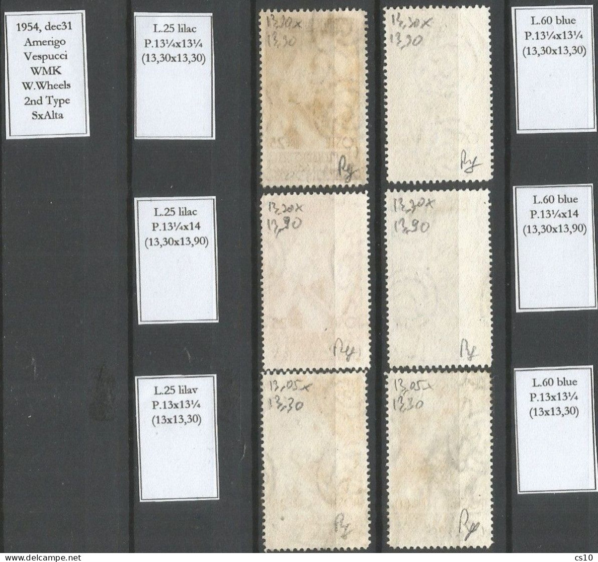 Italy 1954 Amerigo Vespucci Emissione Cpl Issue - All Perforations Tutte Le Dentellature R2SA - VFU - Firmati - Annate Complete