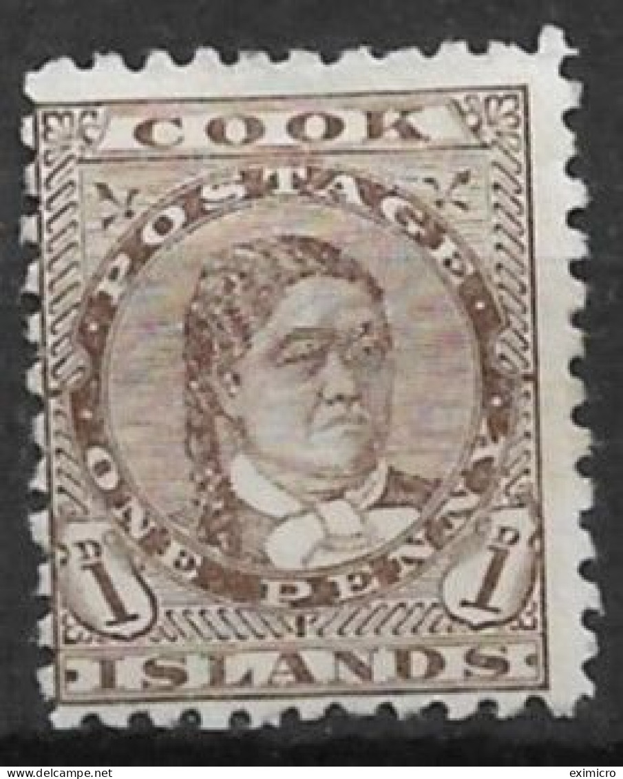 COOK ISLANDS 1900 1d BISTRE - BROWN SG 13b PERF 11 MOUNTED MINT Cat £30 - Cook