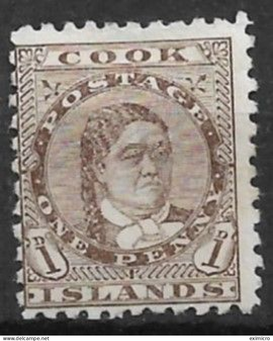 COOK ISLANDS 1900 1d BISTRE - BROWN SG 13b PERF 11 MOUNTED MINT Cat £30 - Islas Cook