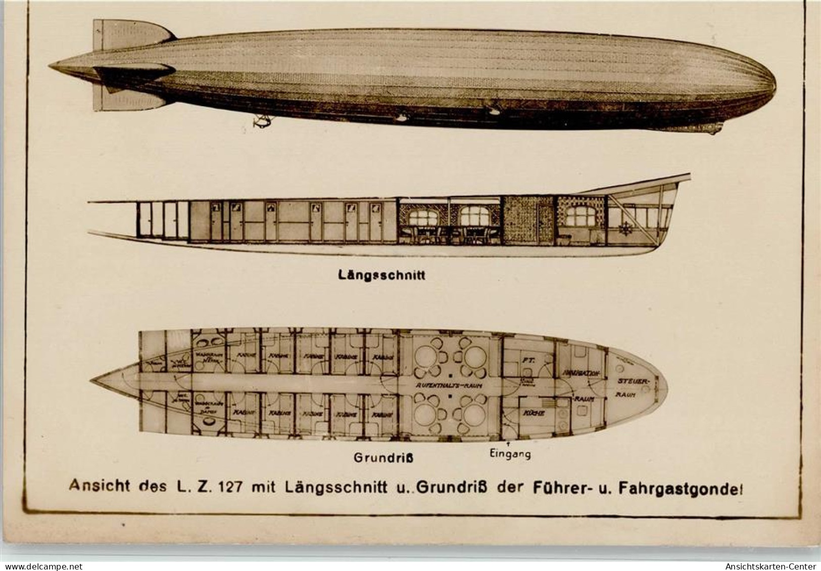13082505 - Zeppeline Ansicht Des LZ 127 Laengsschnitt - - Dirigeables