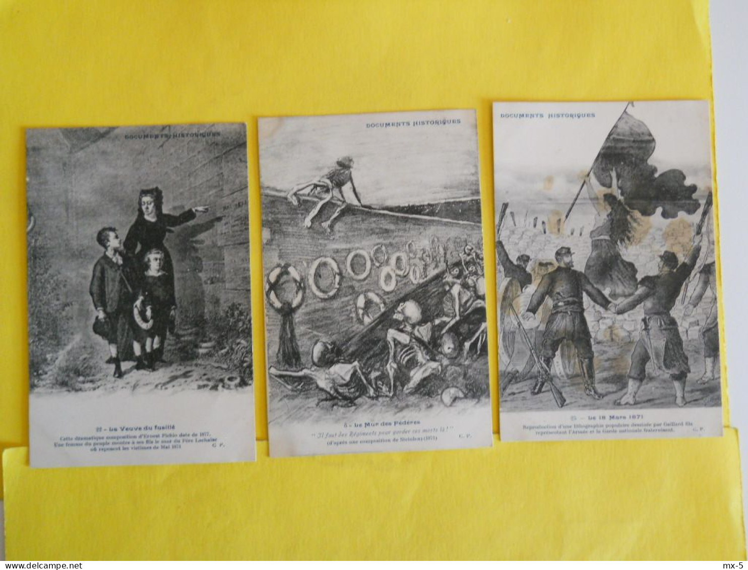 Histoire ,3 Cp Documents Historiques ,Mur Des Fédérés - Geschiedenis