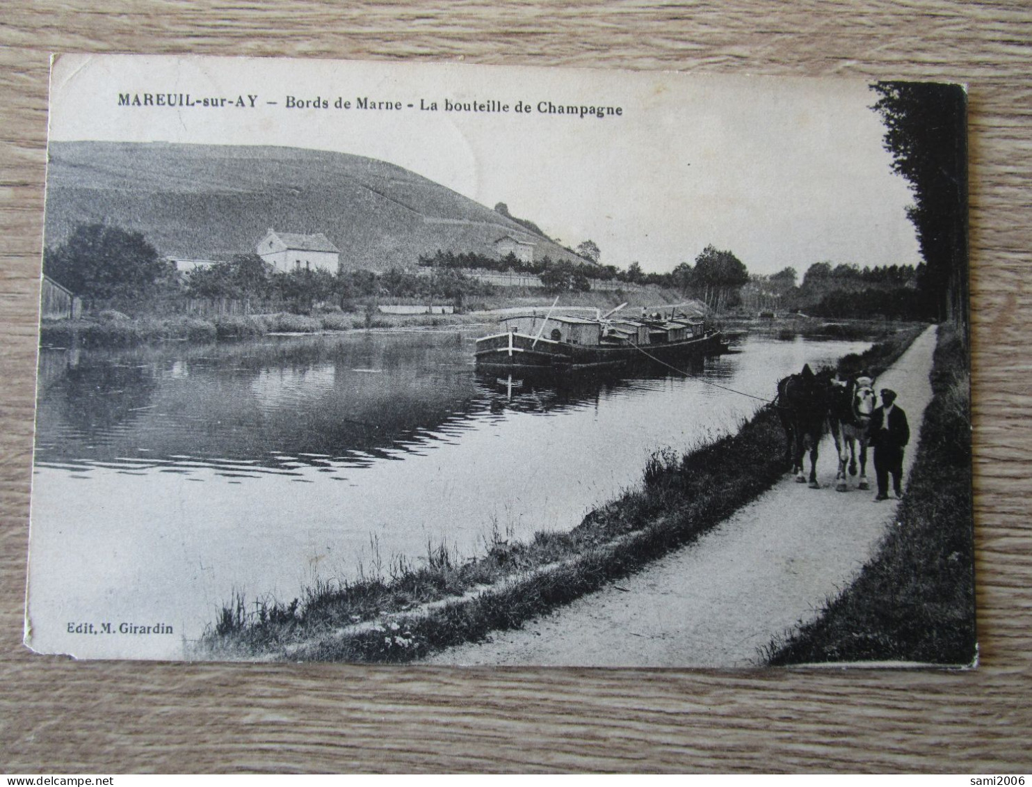 51 MAREUIL SUR AY BORDS DE MARNE LA BOUTEILLE DE CHAMPAGNE PENICHE CHEVAUX - Mareuil-sur-Ay