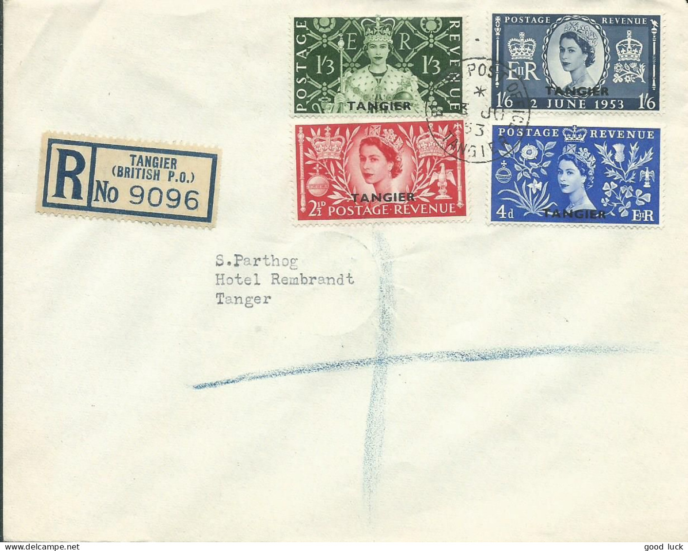 MAROC / TANGER  LETTRE RECOMMANDEE TANGIER POUR TANGER DE 1953   LETTRE COVER - Morocco Agencies / Tangier (...-1958)