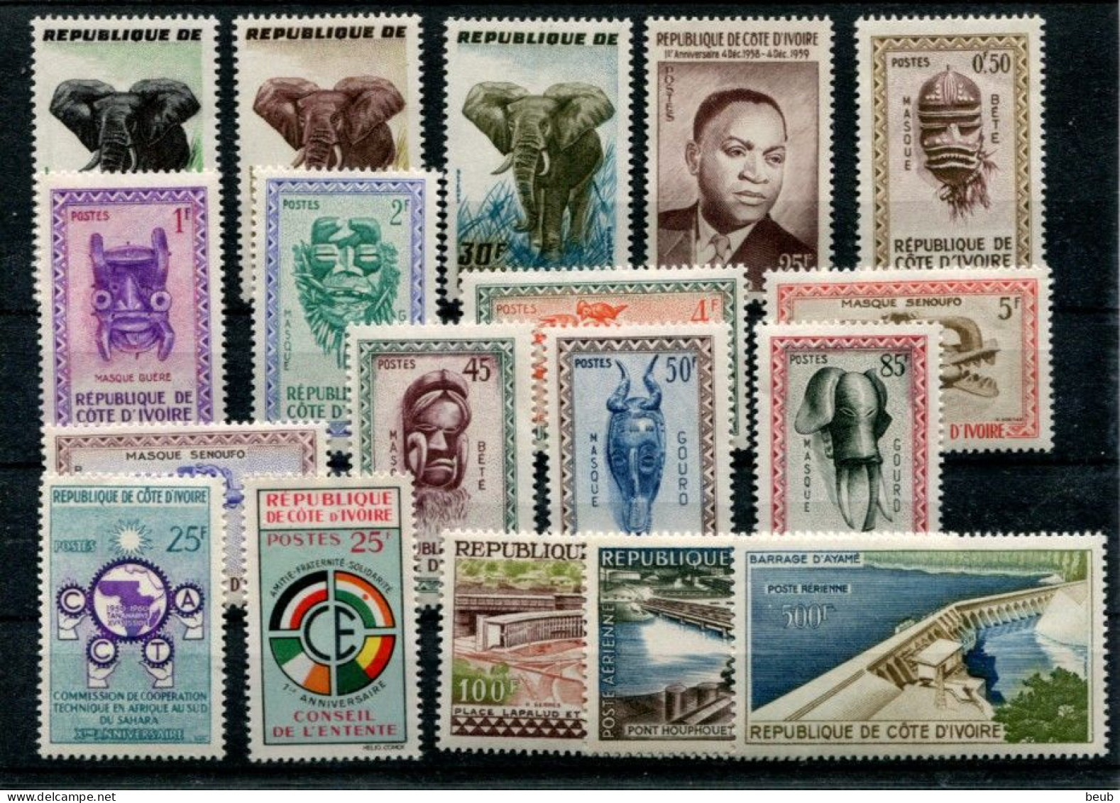 V - COTE D'IVOIRE- Année 1959-60: Y&T N° 177 à 191 + PA 18/20 + Taxe 19/23 (23 Timbres Tous NSC **) - Ivoorkust (1960-...)