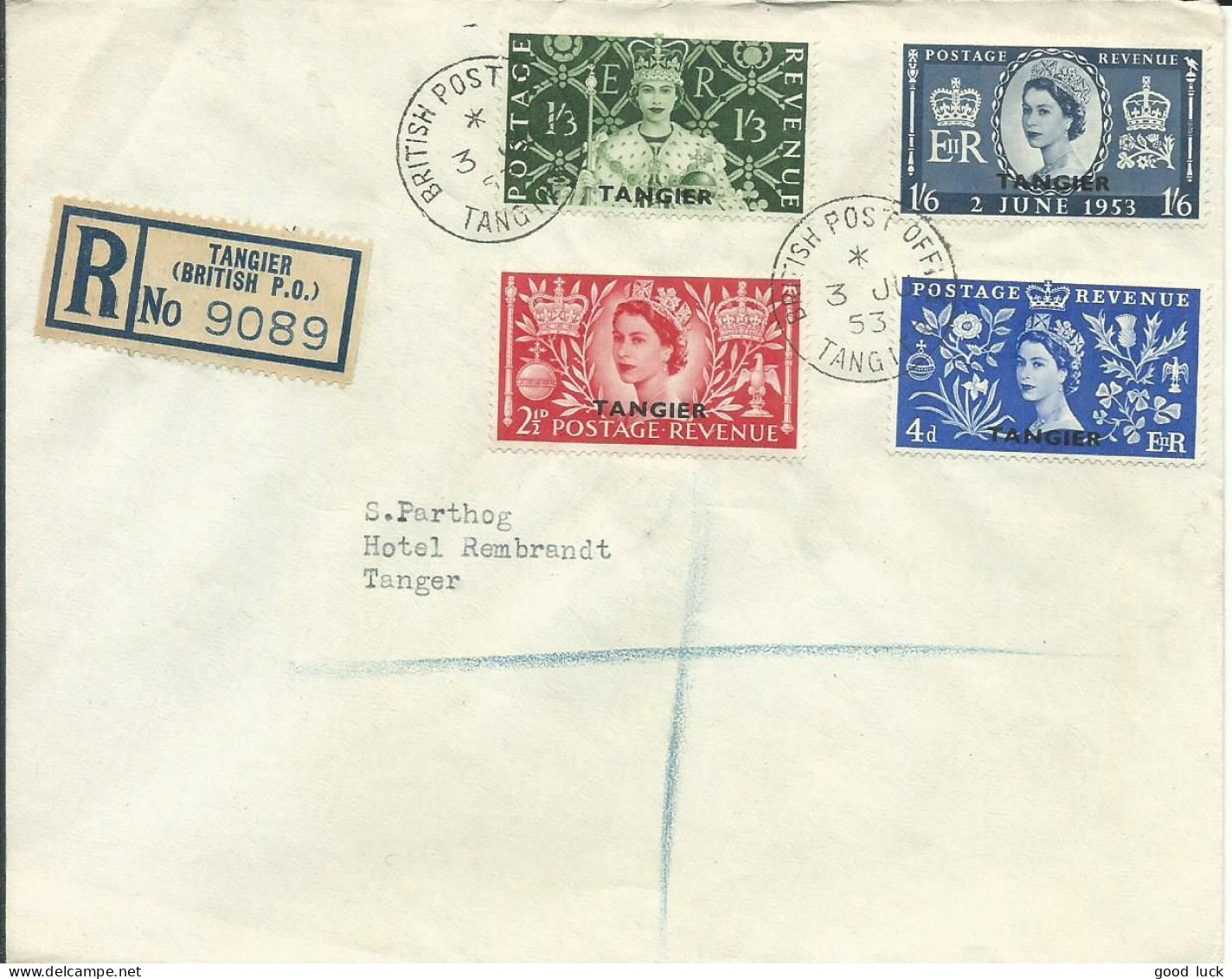 MAROC / TANGER  LETTRE RECOMMANDEE TANGIER POUR TANGER DE 1953   LETTRE COVER - Postämter In Marokko/Tanger (...-1958)