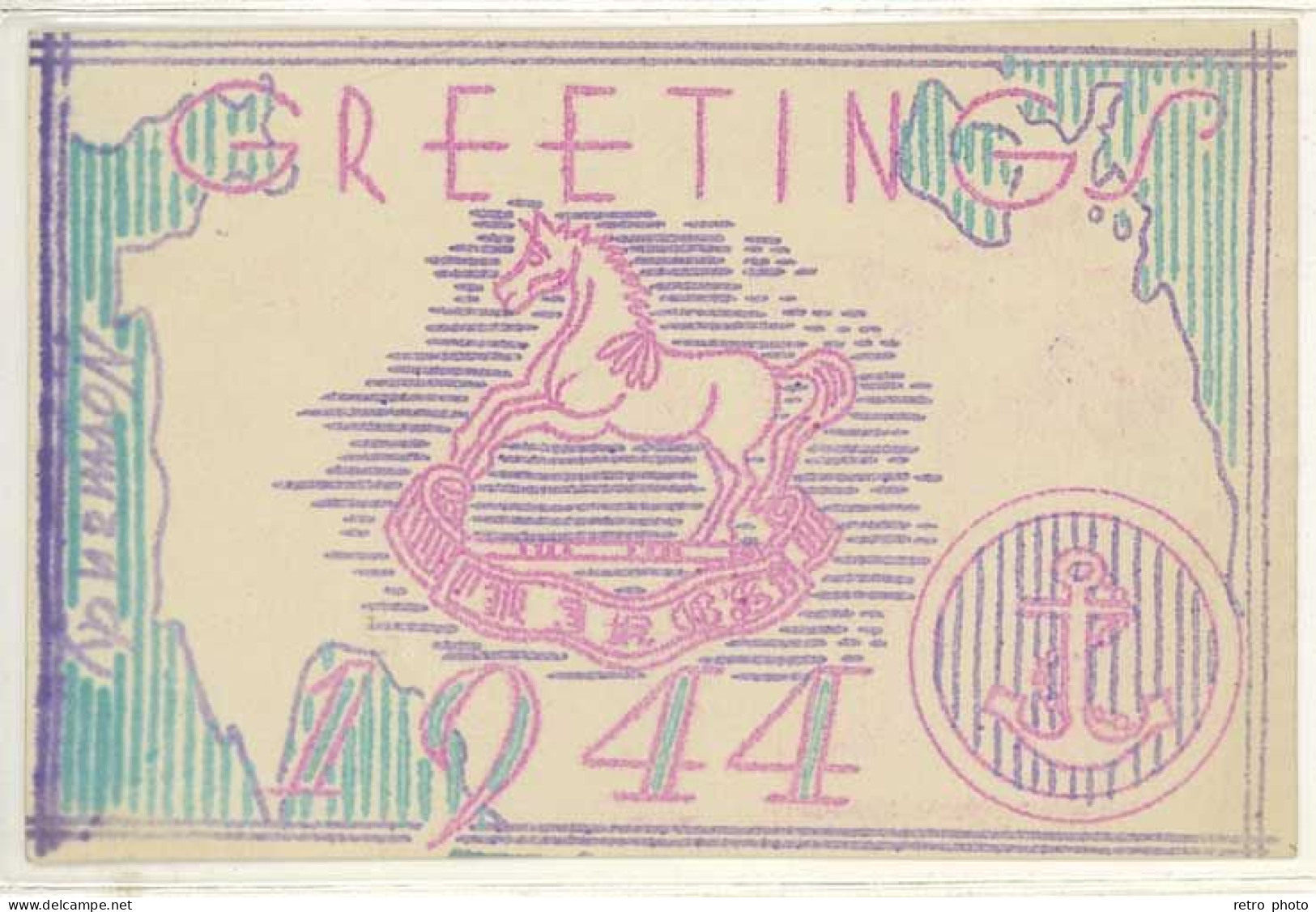 Carte " Greetings 1944 " (verso Vierge) - To Identify