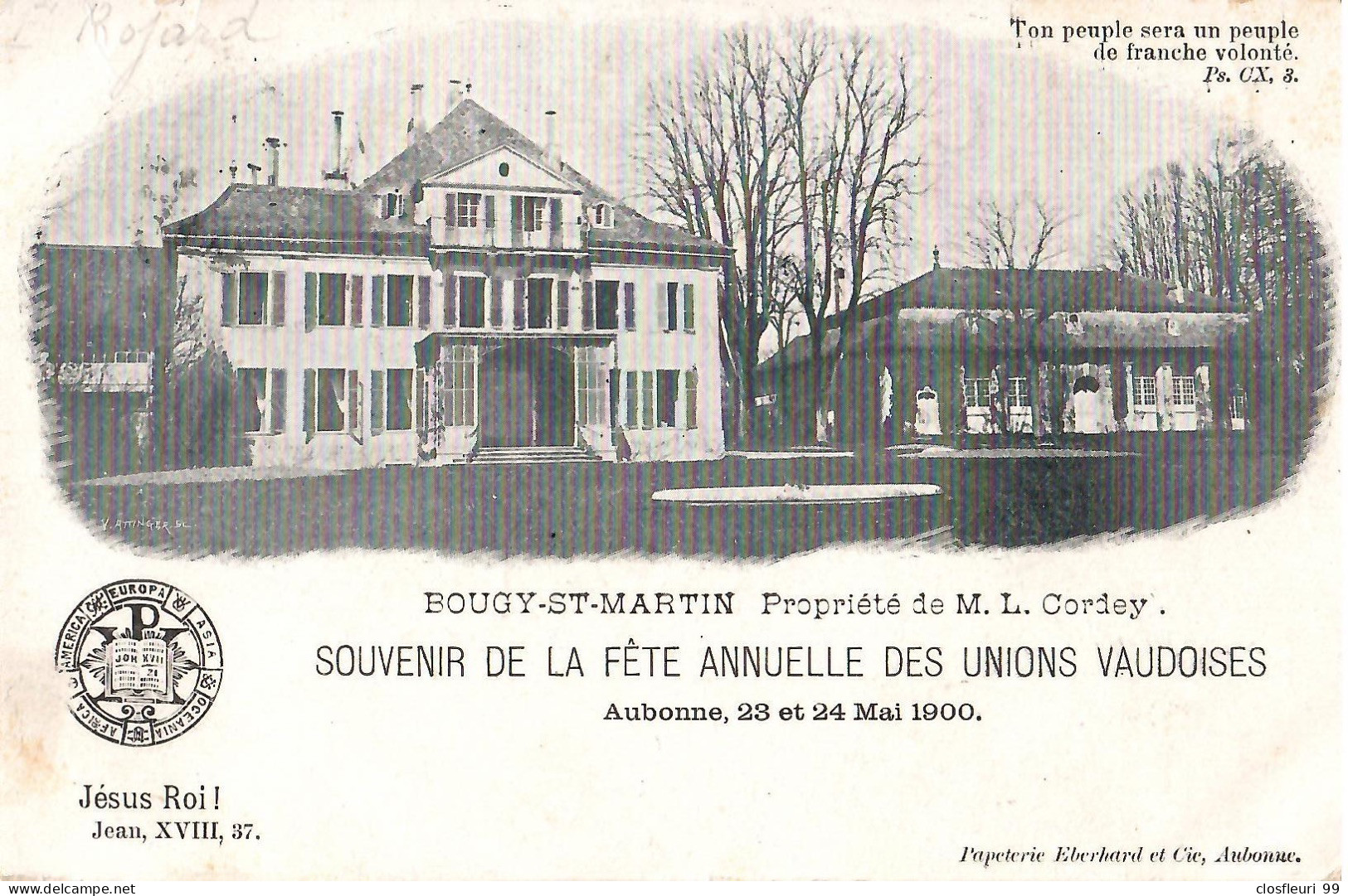 Aubonne, Bougy-St-Martin, 25.V.1900, Carte Précurseur - Aubonne