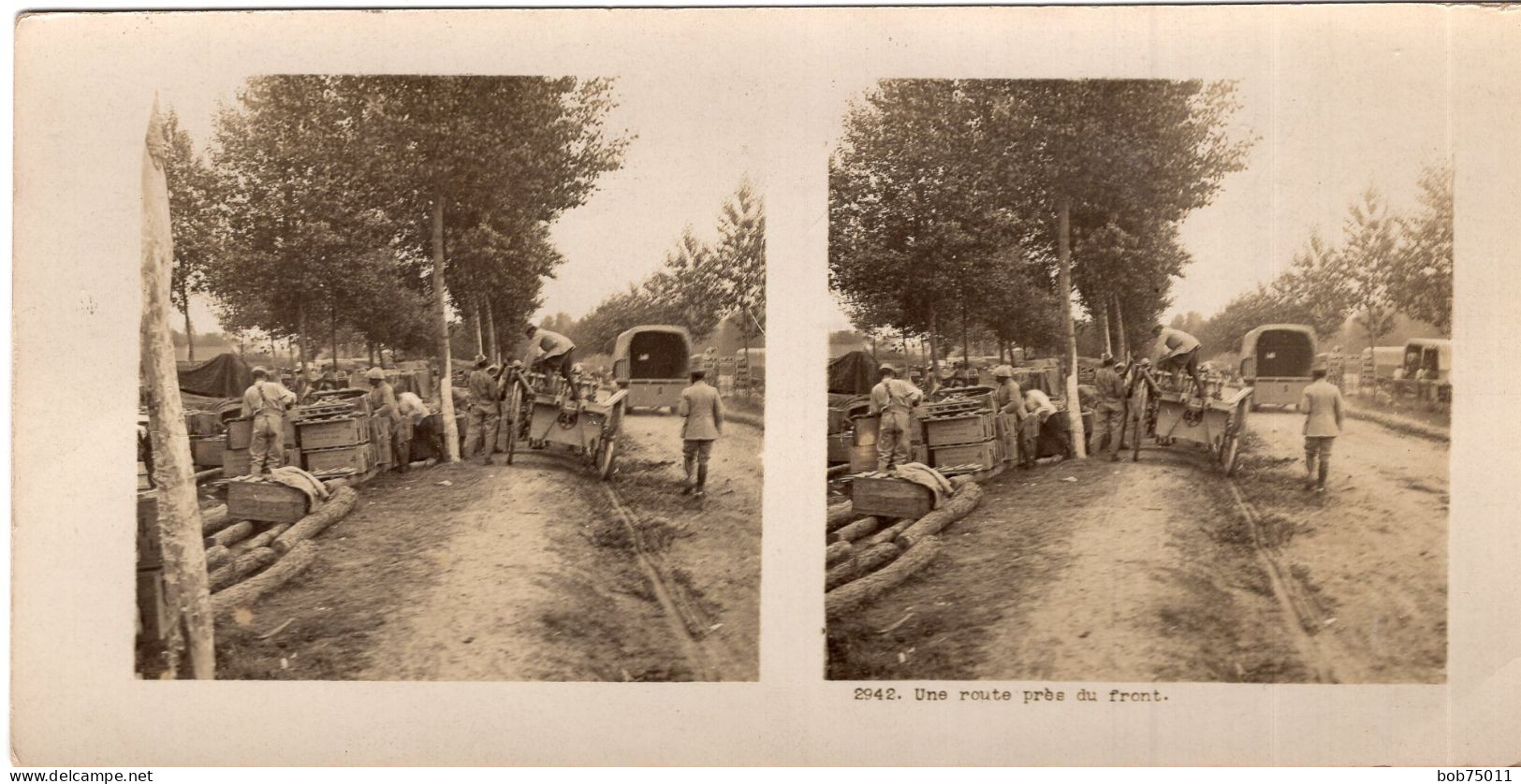 Photo Stéréoscopique De 14-18 , Une Route Près Du Front - 1914-18