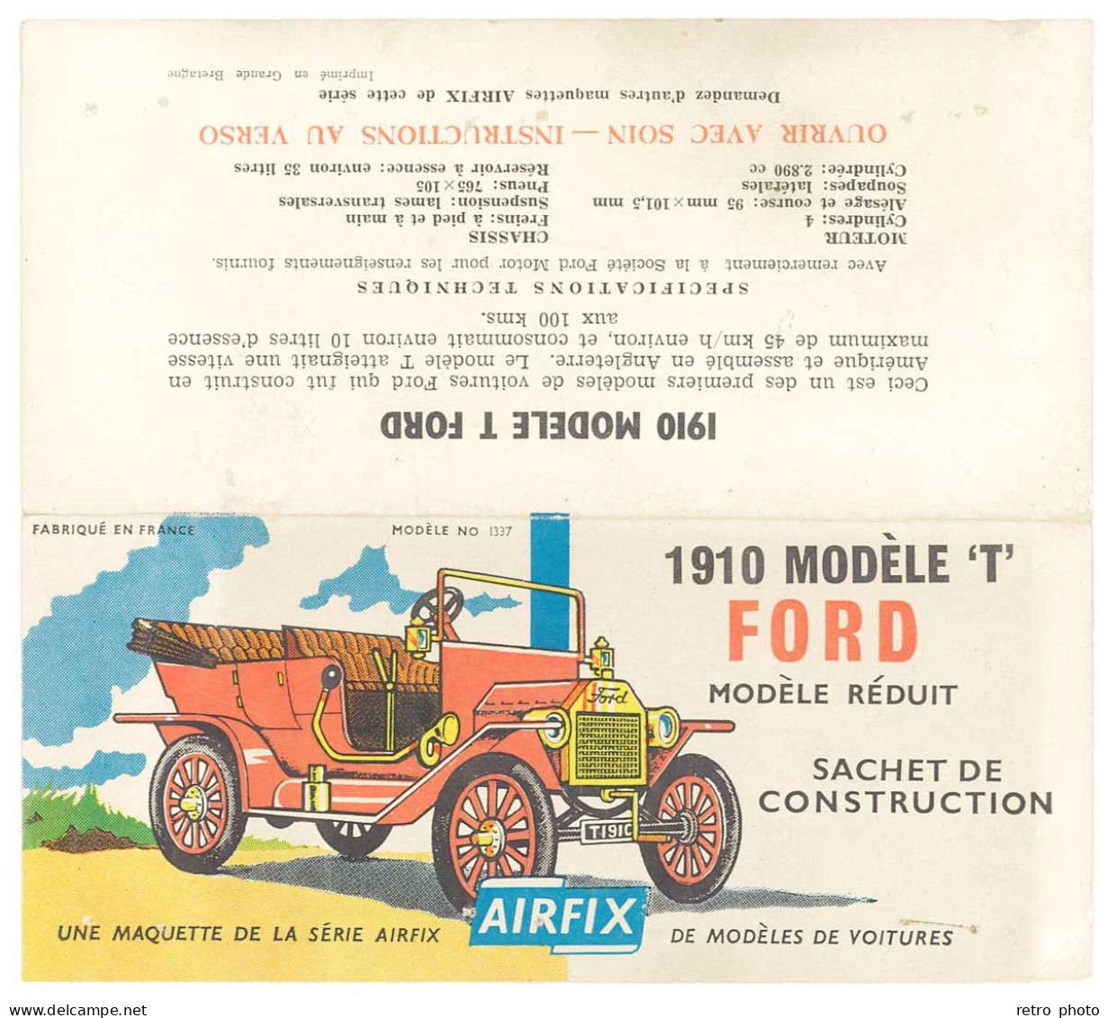 Notice Papier Maquette Airfix -  1910 Modele T Ford - Non Classés