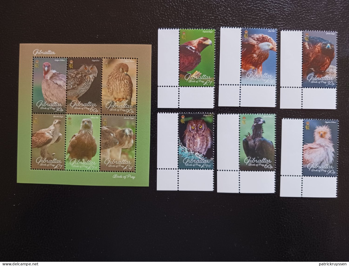 Gibraltar 2024 Bird Prey Eagle Vulture Scops Owl Black Kite Kestrel 6v +ms6v - Gibilterra