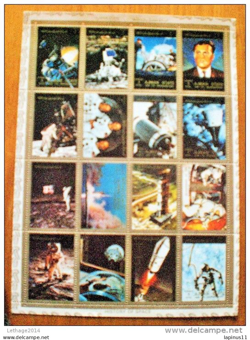 UAE, Trucial State,Umm AL Quiwan , Complete Sheet Of 16 Stamps 1972 History Of Space Travel RARE - Umm Al-Qaiwain