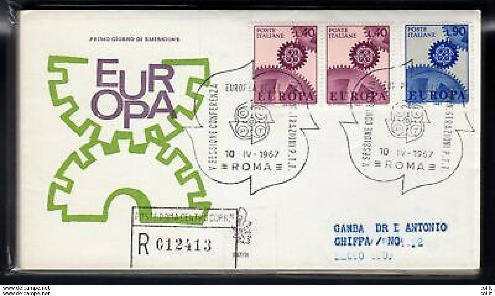 Italia FDC Venetia 1967 Europa Coppia + Singolo Viaggiata Racc. Per L'Italia - FDC