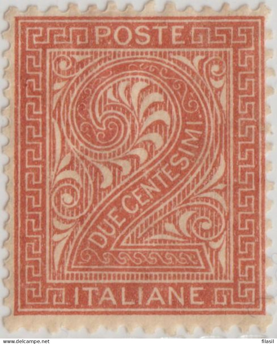 SI53D Italia Italy Regno 1863 2 L. - Vittorio Emanuele II Cifra 2 Nuovo MNH Buona Centratura - Usati
