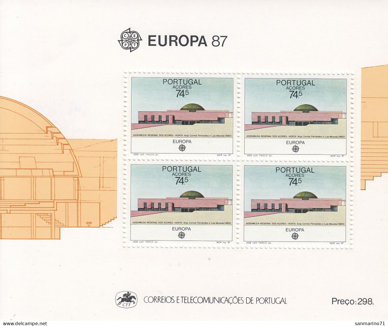 PORTUGAL Azores Block 8,unused - 1987