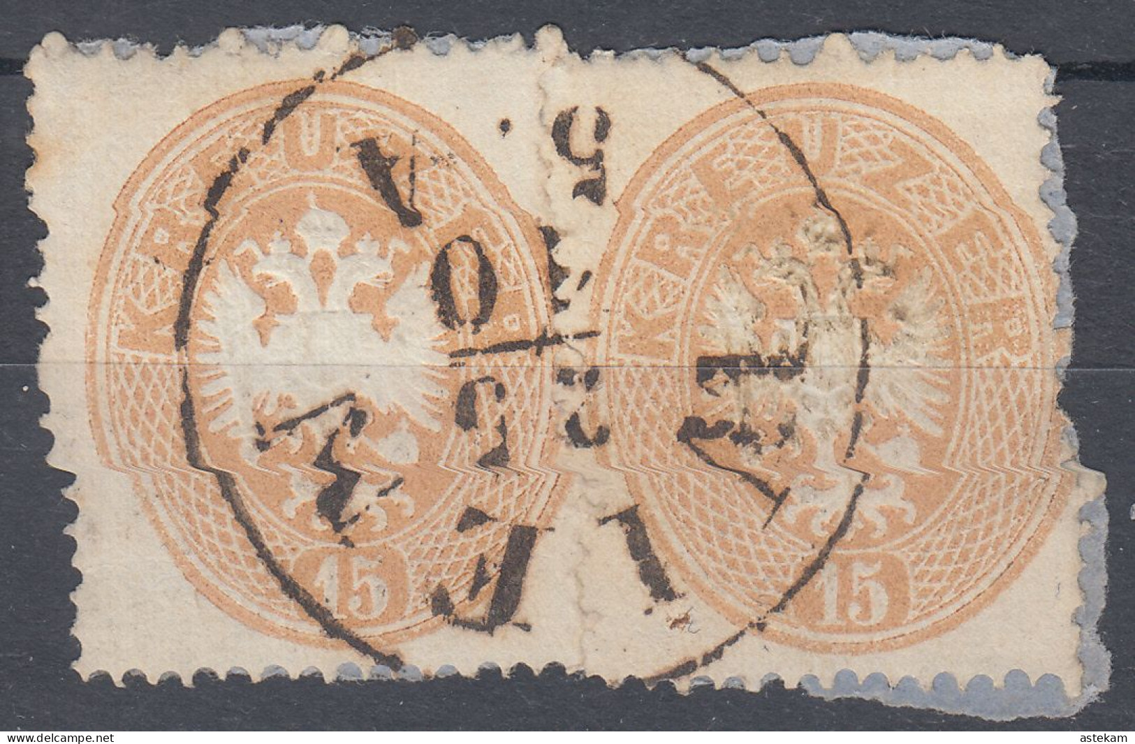 AUSTRIA 1863, MiNo 28, DOUBLE EAGLE, TWO SEPARATE, USED STAMPS From 15.oo Kr. - Oblitérés