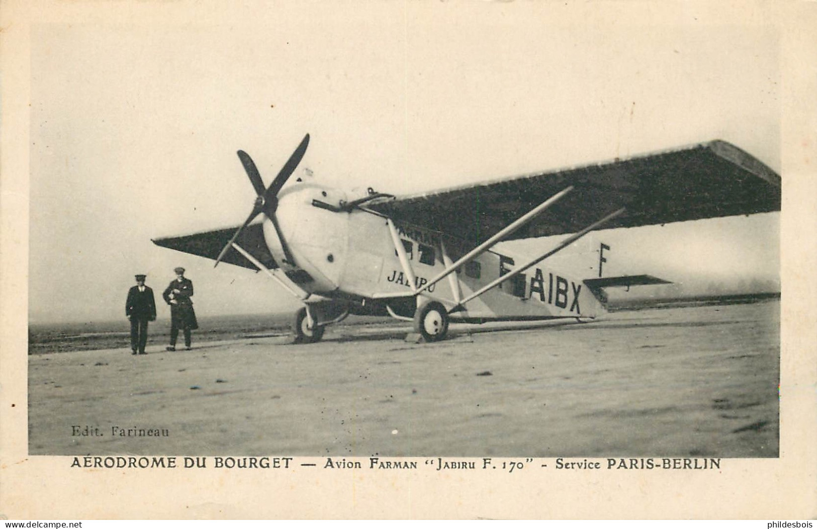 AVIATION  Aérodrome Du Bourget Avion Farman " Jabiru F.170 " Service Paris / Berlin - Aerodromi
