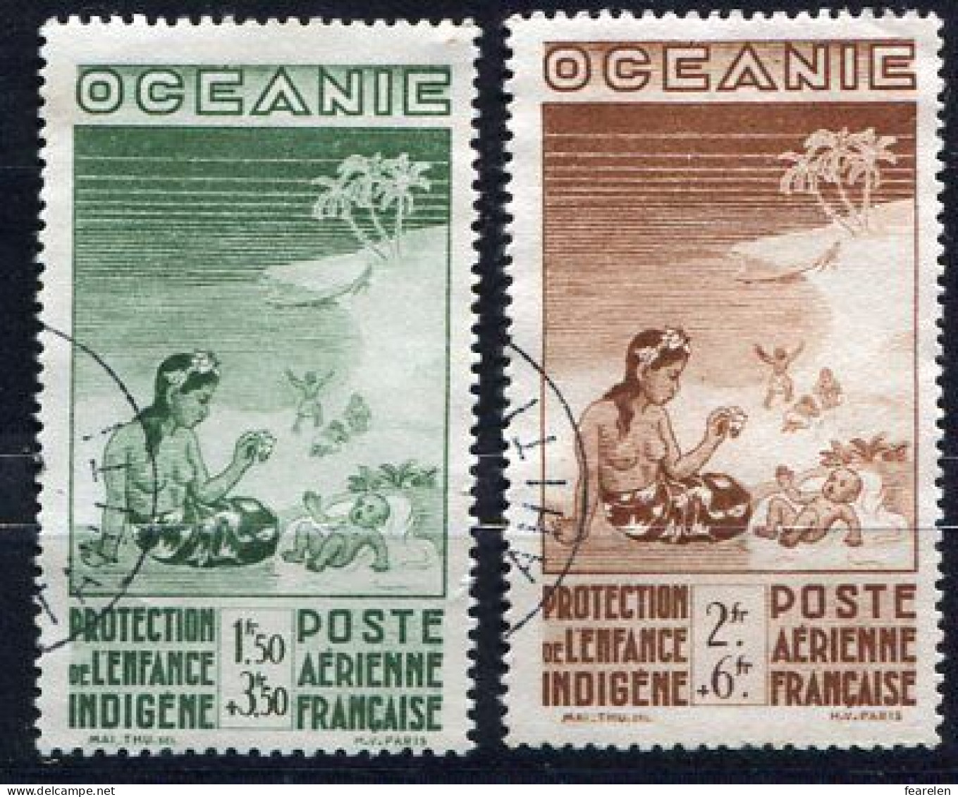 Colonie Française ; Océanie PA N°4/5 Oblitérés ; Qualité Très Beau - Poste Aérienne