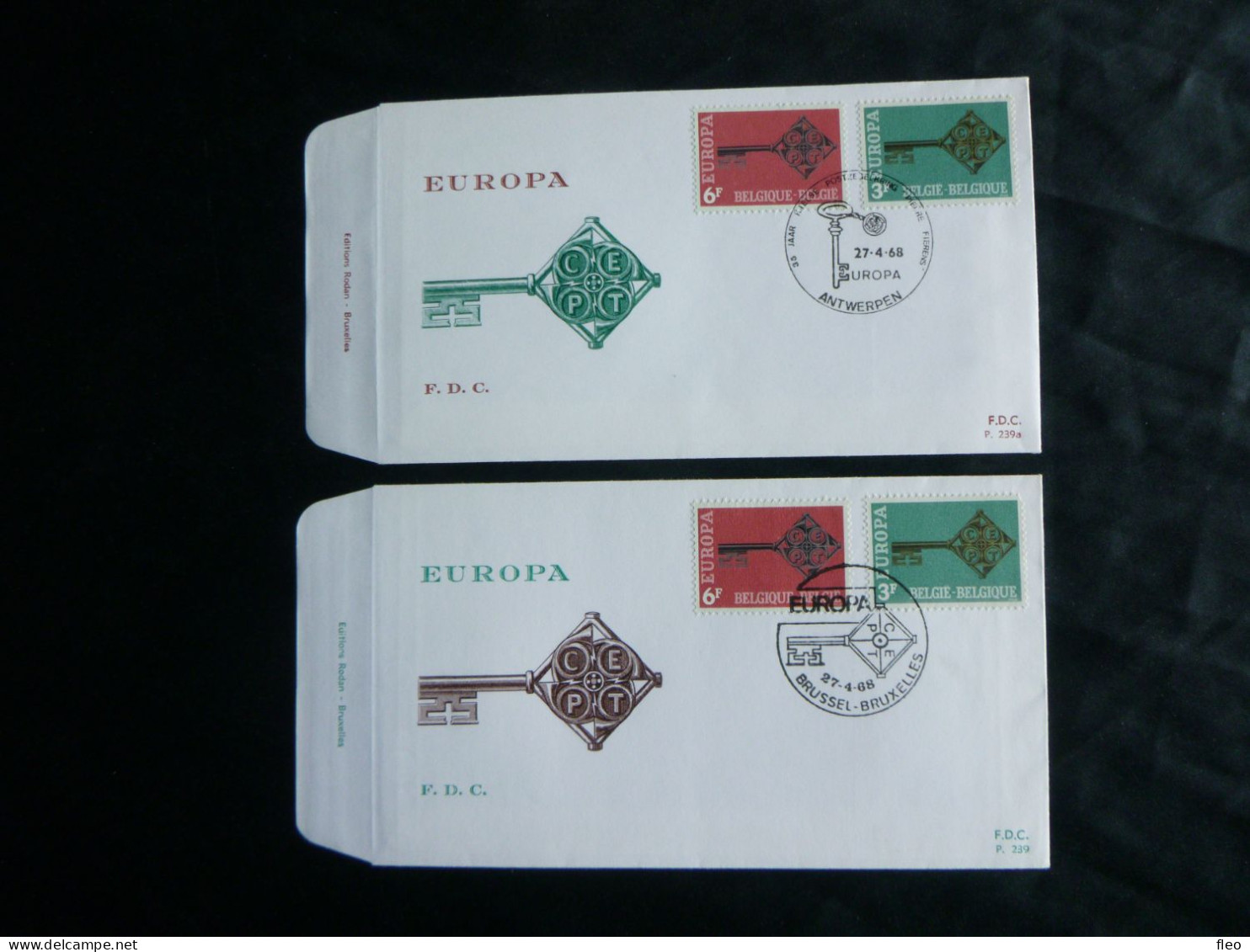 1968 1452 & 1453 FDC's (Brussel-Brux)  (Antwerpen) : " Europa 1968  " - 1961-1970