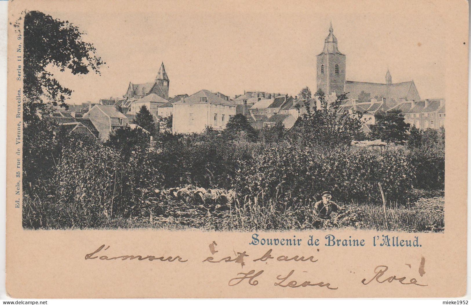 Souvenir De Braine L'Alleud , ( Panorama  église ) Nels Série 11  N° 9? - Braine-l'Alleud