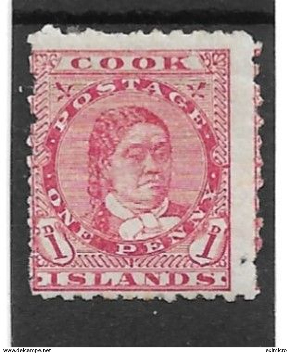 COOK ISLANDS 1902 1d ROSE-RED SG 26 PERF 11 MOUNTED MINT (THICK WHITE PIRIE PAPER) Cat £20 - Cook