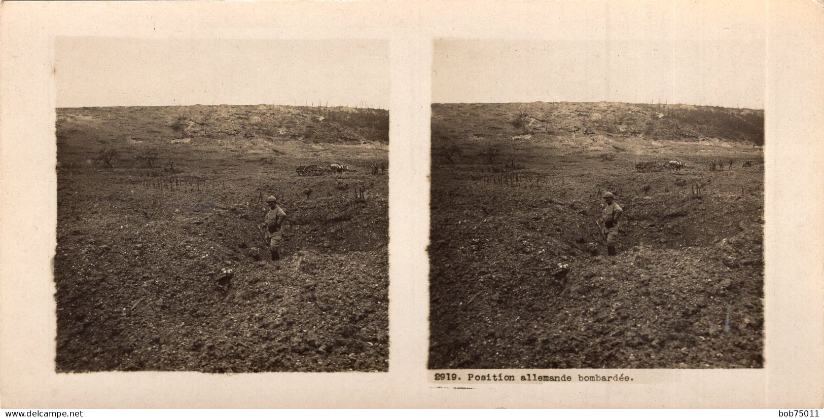 Photo Stéréoscopique De 14-18 , Position Allemande Bombardée - 1914-18