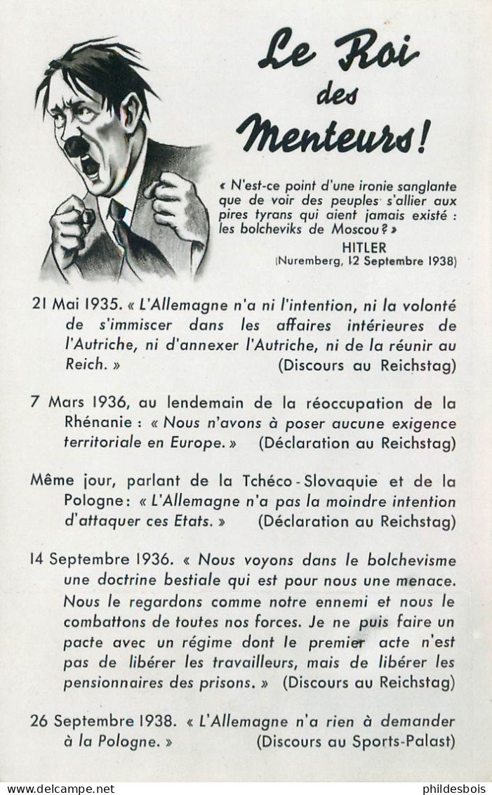 SATIRIQUE MILITAIRE    HITLER  " Le Roi Des Menteurs " - Satirical