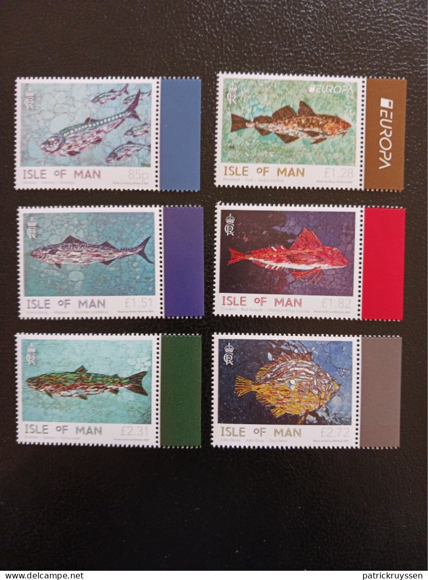 Iom 2024 Isle Man Cept EUROPA Marine Mosaics Fish Herring Cod Salmon Poissons 6v Mnh - Man (Insel)