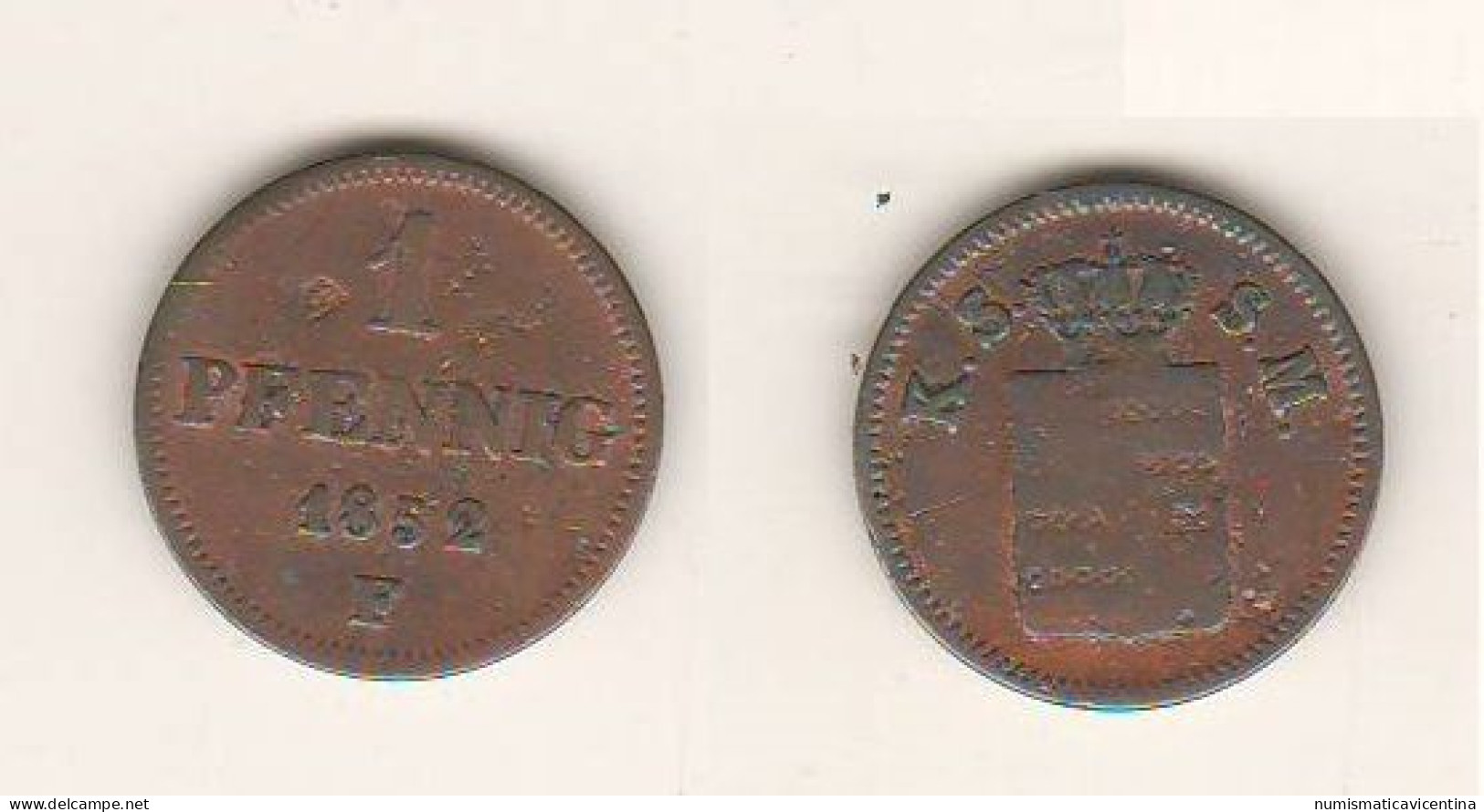 Saxen Sassonia 1 Pfennig 1852 F Saxe - Piccole Monete & Altre Suddivisioni