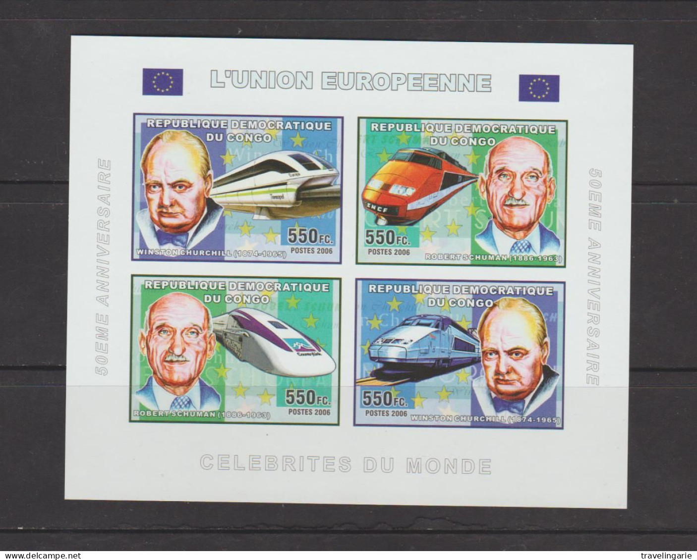 Democratic Republic Of Congo 2006 European Union Set With Trains IMPERFORATE MNH ** - Idées Européennes