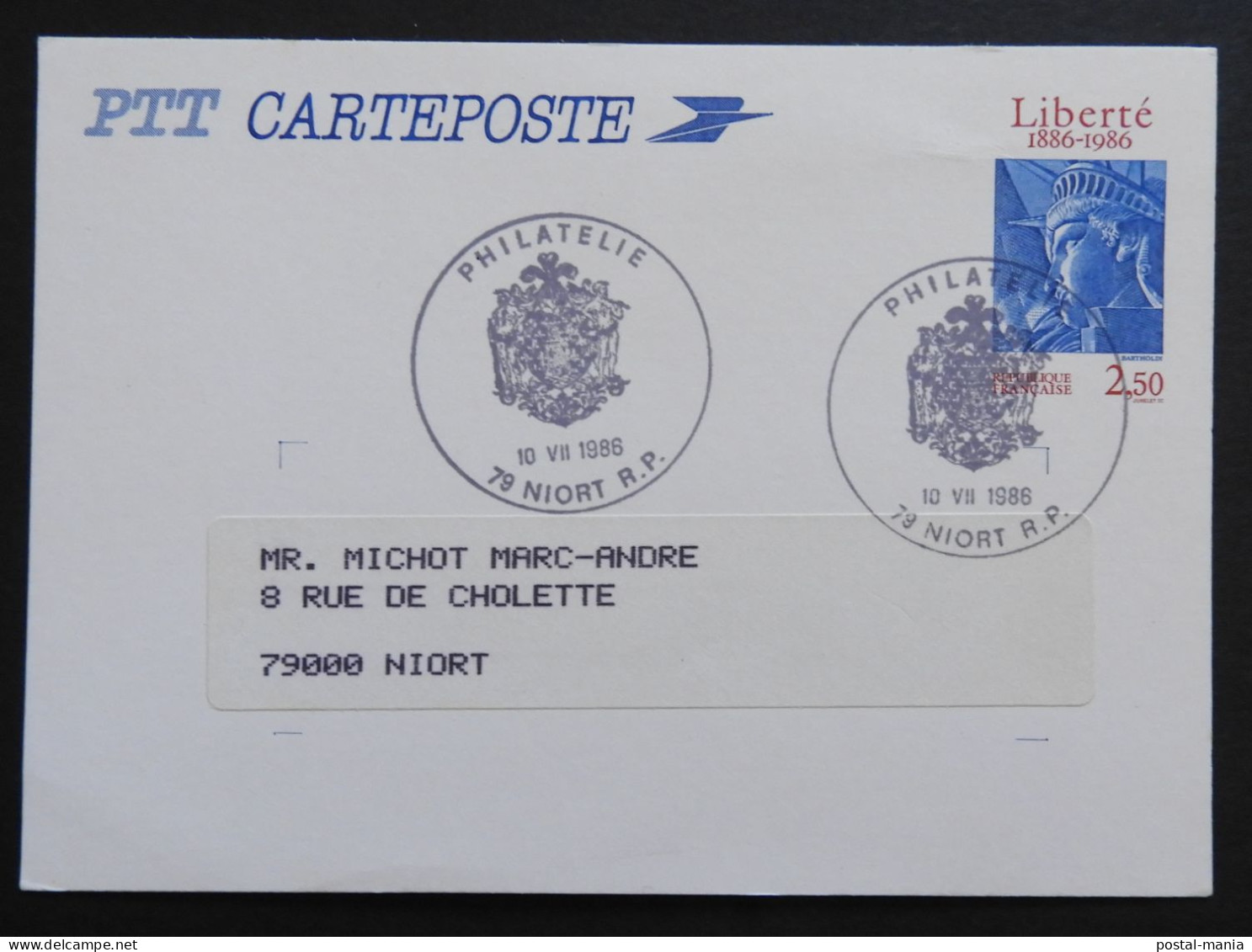 France ENTIER POSTAL CENTENAIRE DE LA STATUE DE LA LIBERTÉ Oblitéré // B 58 - Oblitérés