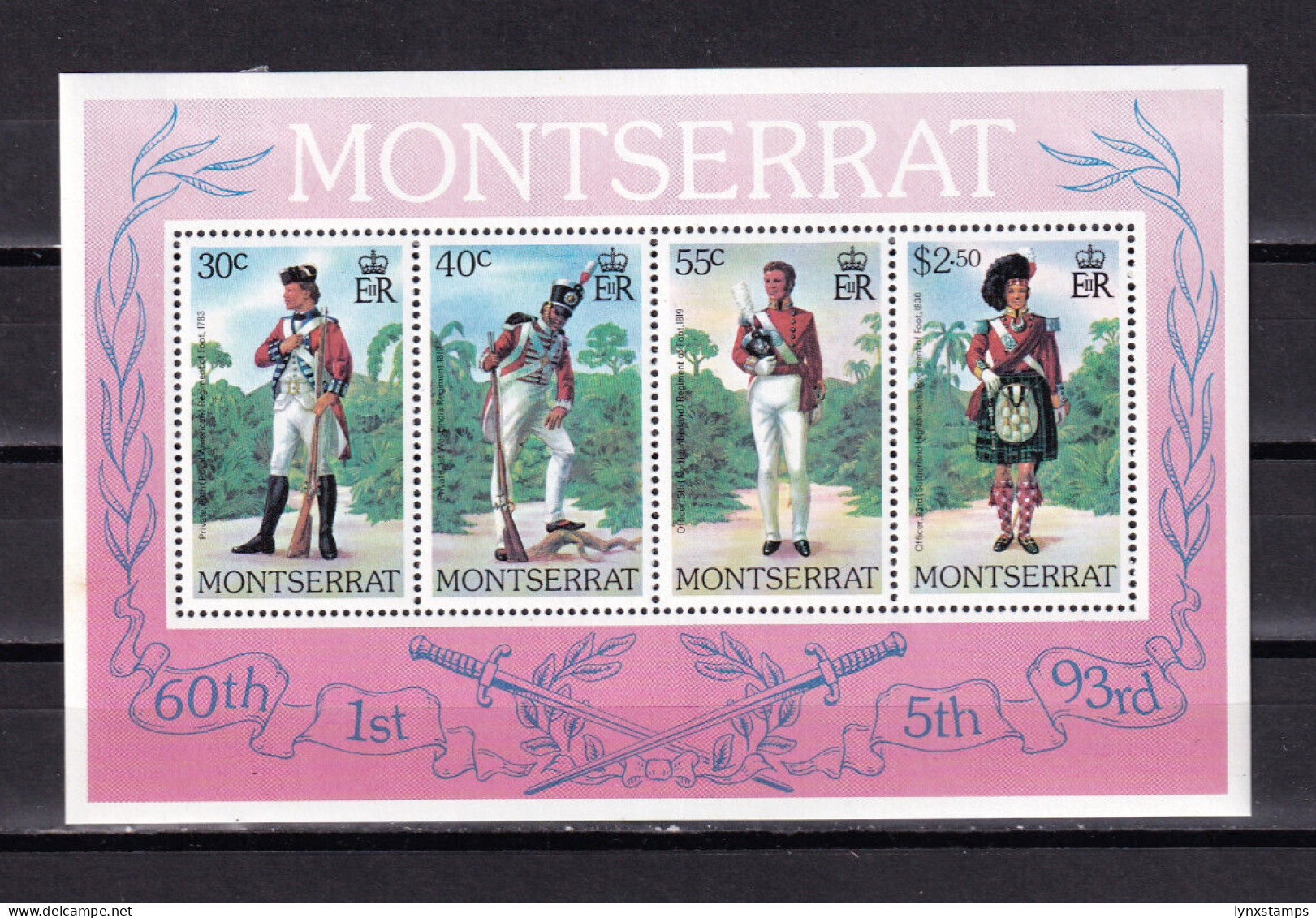 LI07 Montserrat 1979 Military Uniforms Mint Hinged Mini Sheet - Montserrat