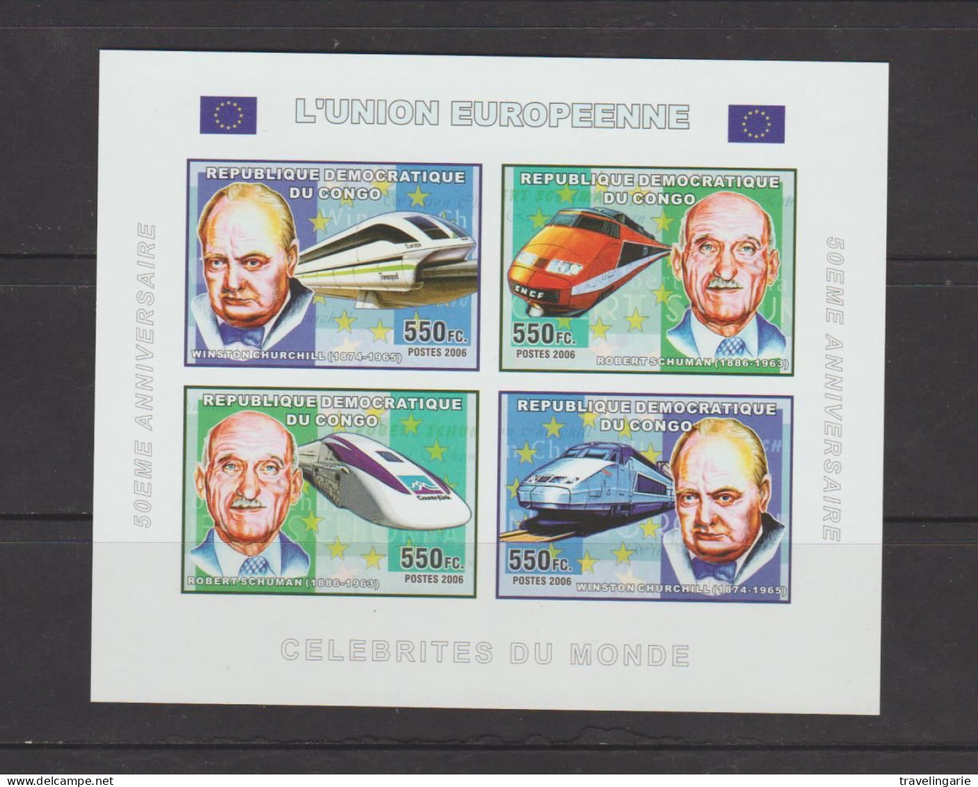 Democratic Republic Of Congo 2006 European Union Set With Trains IMPERFORATE MNH ** - Sir Winston Churchill