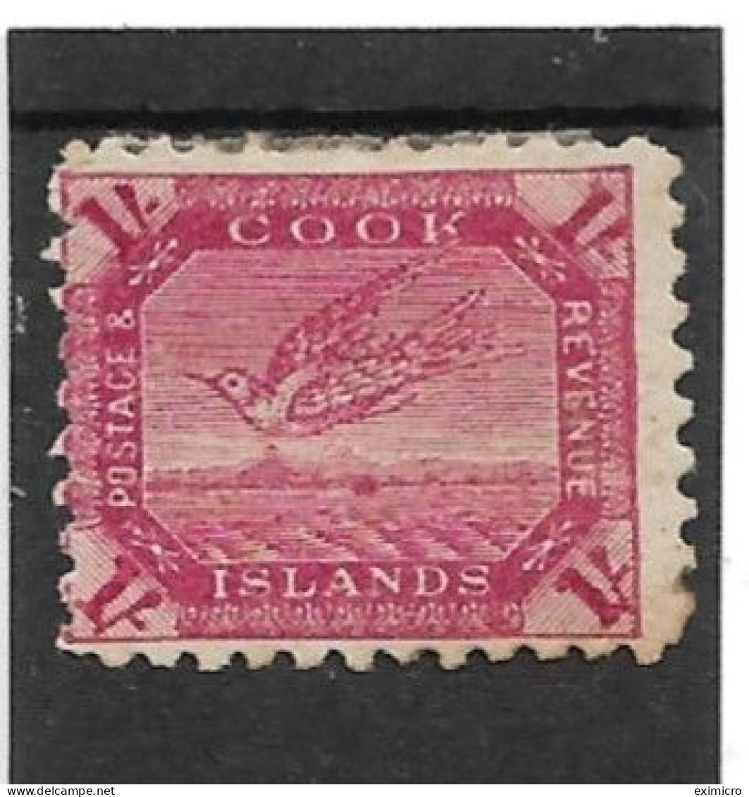 COOK ISLANDS 1902 1s DEEP CARMINE SG 36 PERF 11 MOUNTED MINT TOP VALUE OF THE SET WMK INVERTED Cat £65 - Cook