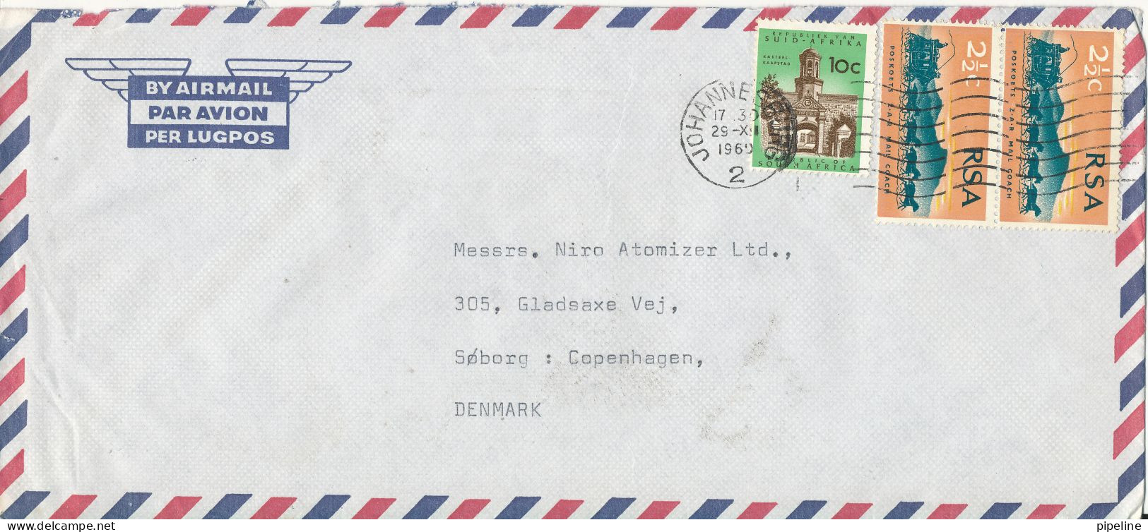 South Africa Air Mail Cover Sent To Denmark 28-12-1969 Topic Stamps - Lettres & Documents