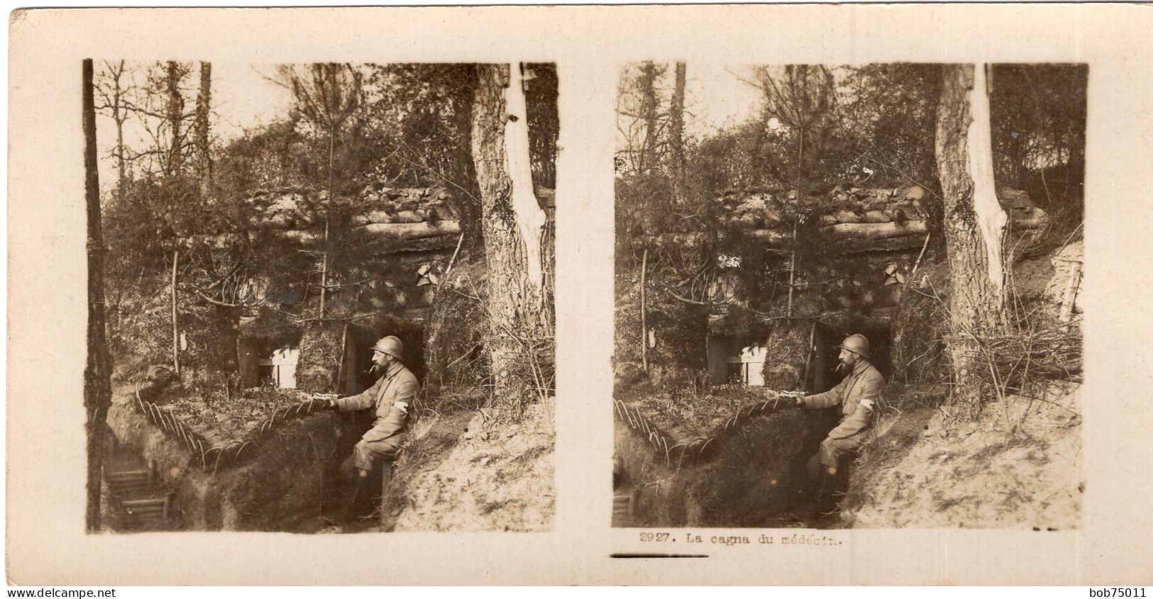 Photo Stéréoscopique De 14-18 , La Cagna Du Médecin - 1914-18