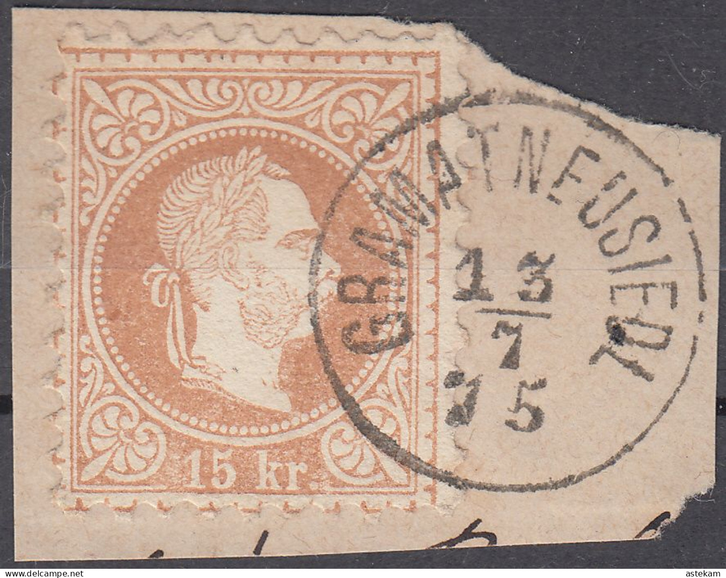 AUSTRIA 1867, KAISER FRANZ JOSEPH, MiNo 39IIA, SEPARATE USED STAMPS From 15.oo KROUZERS With LETTER FRAGMENT - Usados