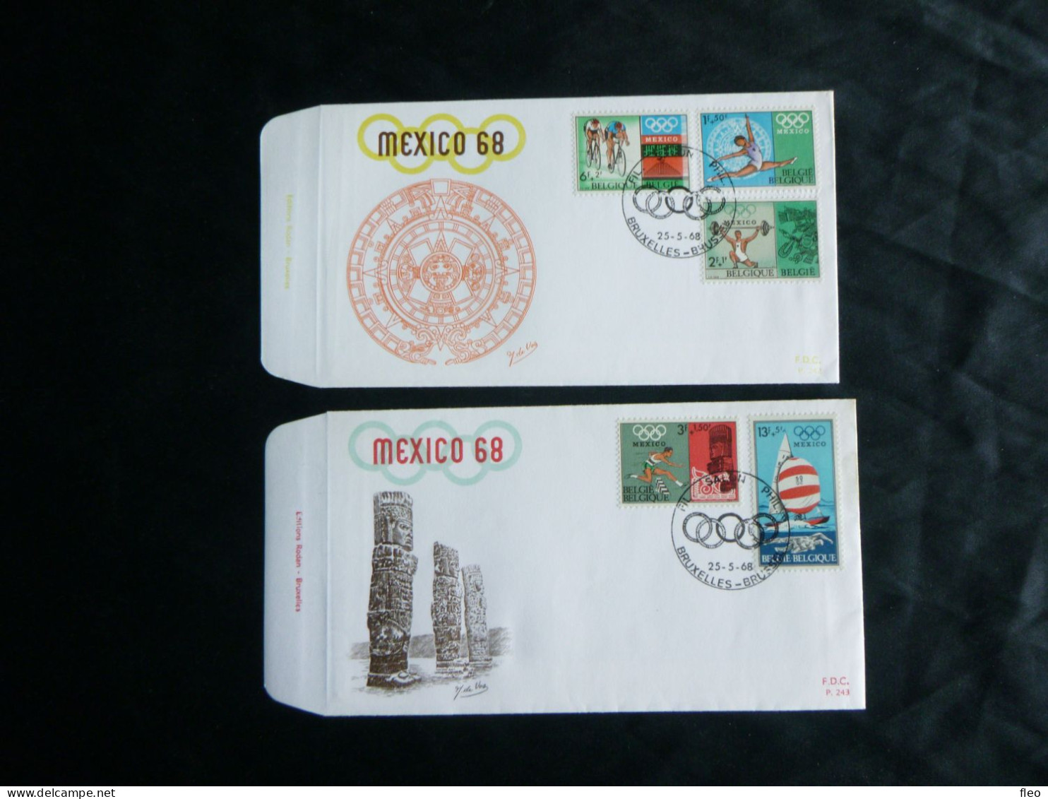1968 1456/1460 FDC's (Bruxs-Brus)  : " Olympia Mexico 68  " - 1961-1970