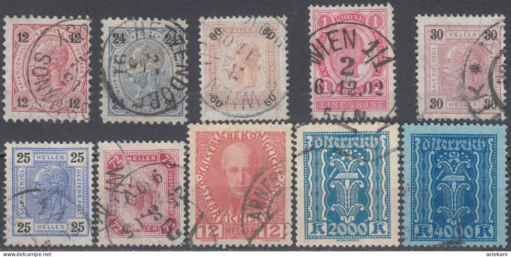 AUSTRIA Between 1890 And 1922, LITTLE COLLECTION Of 10 USED SEPARATE STAMPS In GOOD QUALITY - Oblitérés