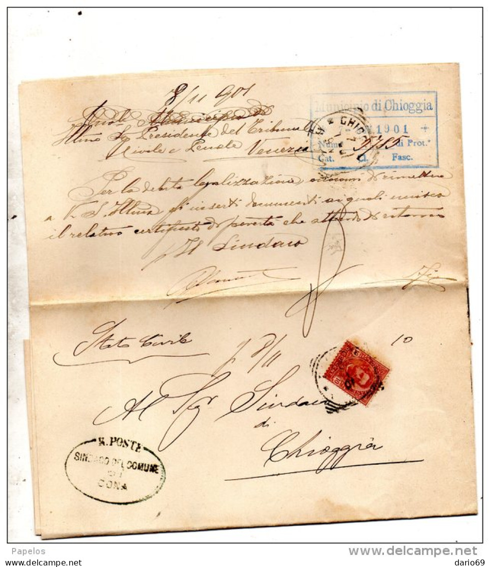 1901 LETTERA CON ANNULLO CONA  VENEZIA - Marcophilie