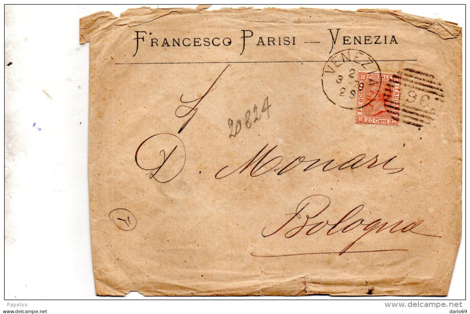 1878 .  LETTERA CON ANNULLO VENEZIA - Storia Postale