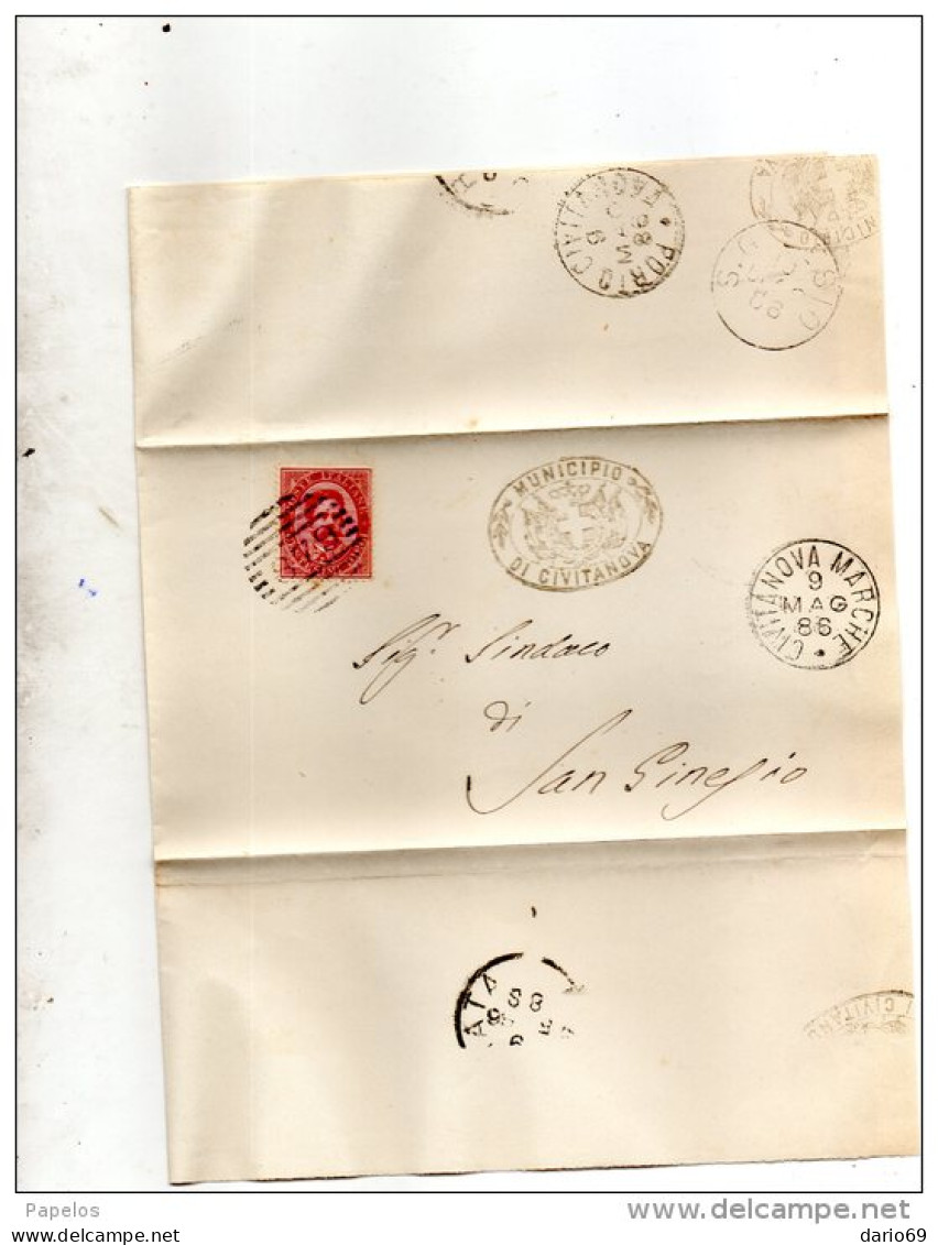 1886  LETTERA CON ANNULLO CIVITANOVA MARCHE  MACERATA + PORTO DI CIVITANOVA - Storia Postale