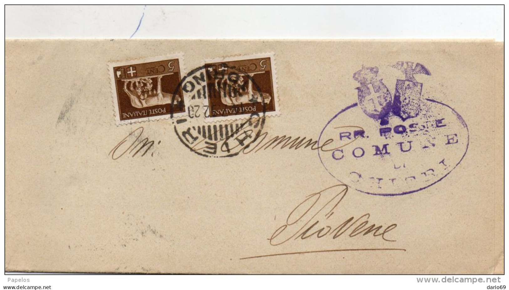 1932 LETTERA CON ANNULLO CHIERI  TORINO - Storia Postale