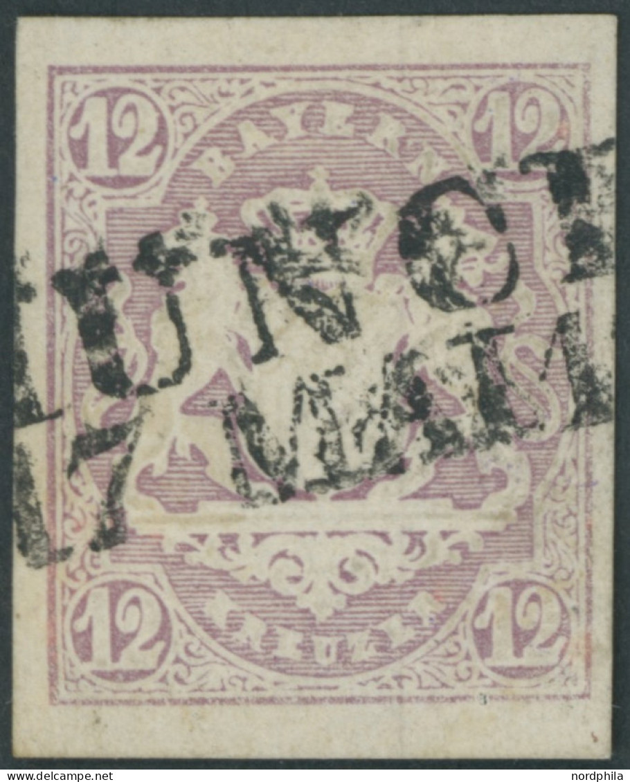 BAYERN 18 O, 1867, 12 Kr. Hellbraunviolett, Kabinett, Mi. 130.- - Afgestempeld
