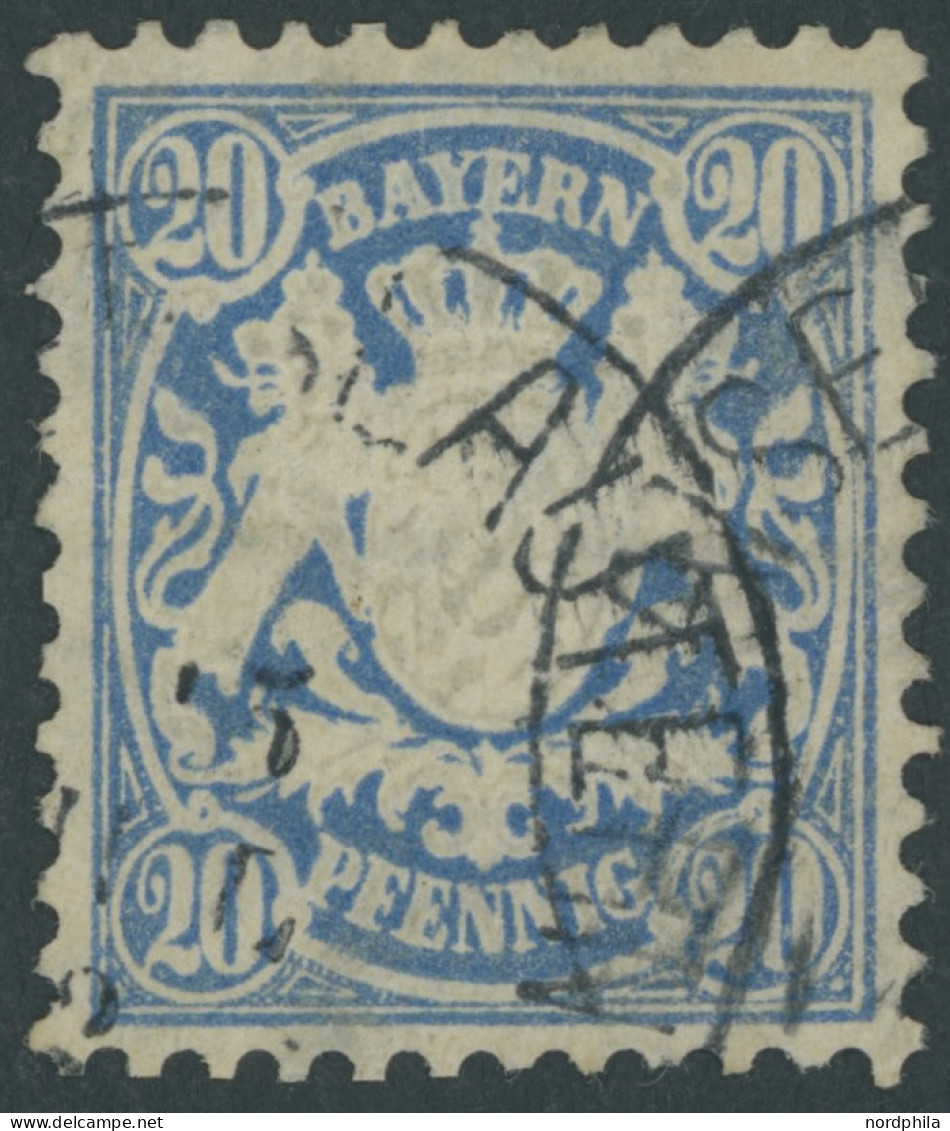BAYERN 40b O, 1876, 20 Pf. Preußischblau, Pracht, Mi. 250.- - Afgestempeld