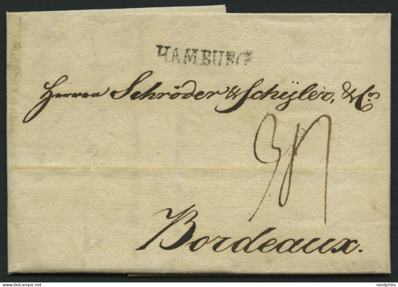 HAMBURG VORPHILA 1798, HAMBURG, L1 Auf Brief Nach Bordeaux, Pracht - [Voorlopers