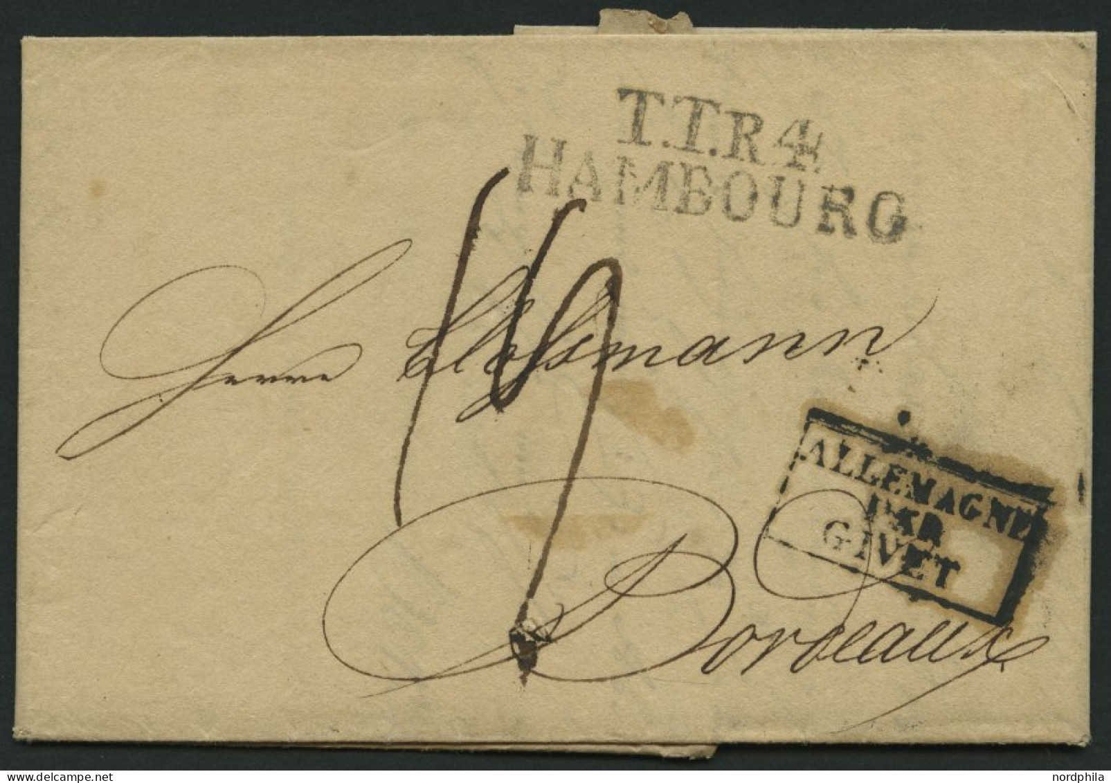 HAMBURG TT PA 1820, TT.R.4 HAMBOURG, L2 Auf Circulair Nach Bordeaux Und R3 Allemagne Par Givet, Pracht - Prephilately