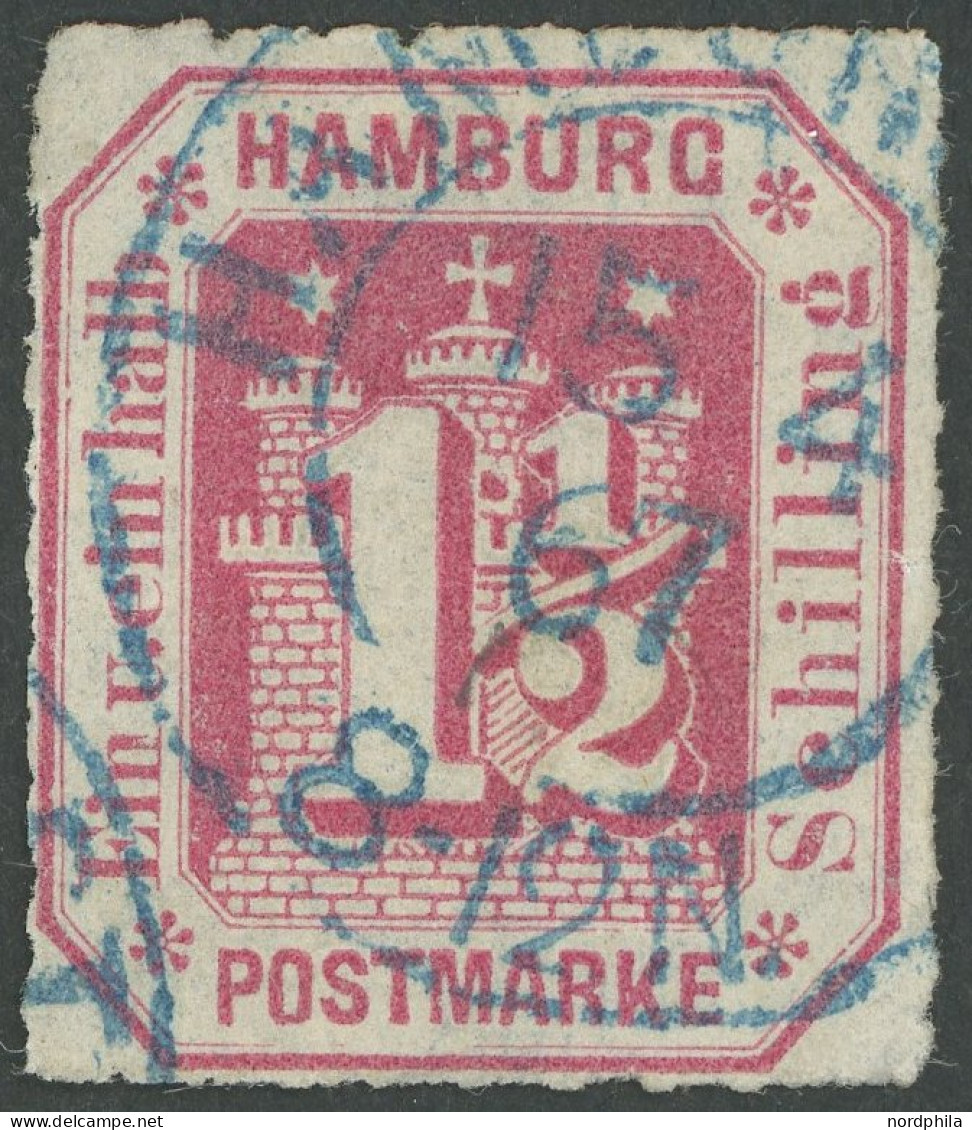 HAMBURG 21 O, 1866, 11/2 S. Karmin, Feinst (kleiner Durchstichmangel), Gepr. U.a. W. Engel, Mi. 160.- - Hamburg