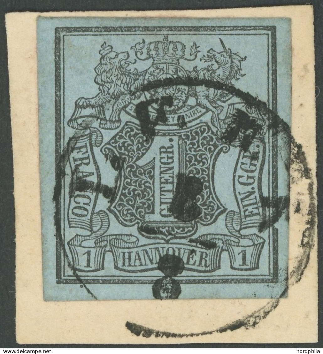 HANNOVER 1 BrfStk, 1850, 1 Ggr. Schwarz Auf Graublau, L1 LEER, Breitrandig, Kabinettbriefstück - Hanovre