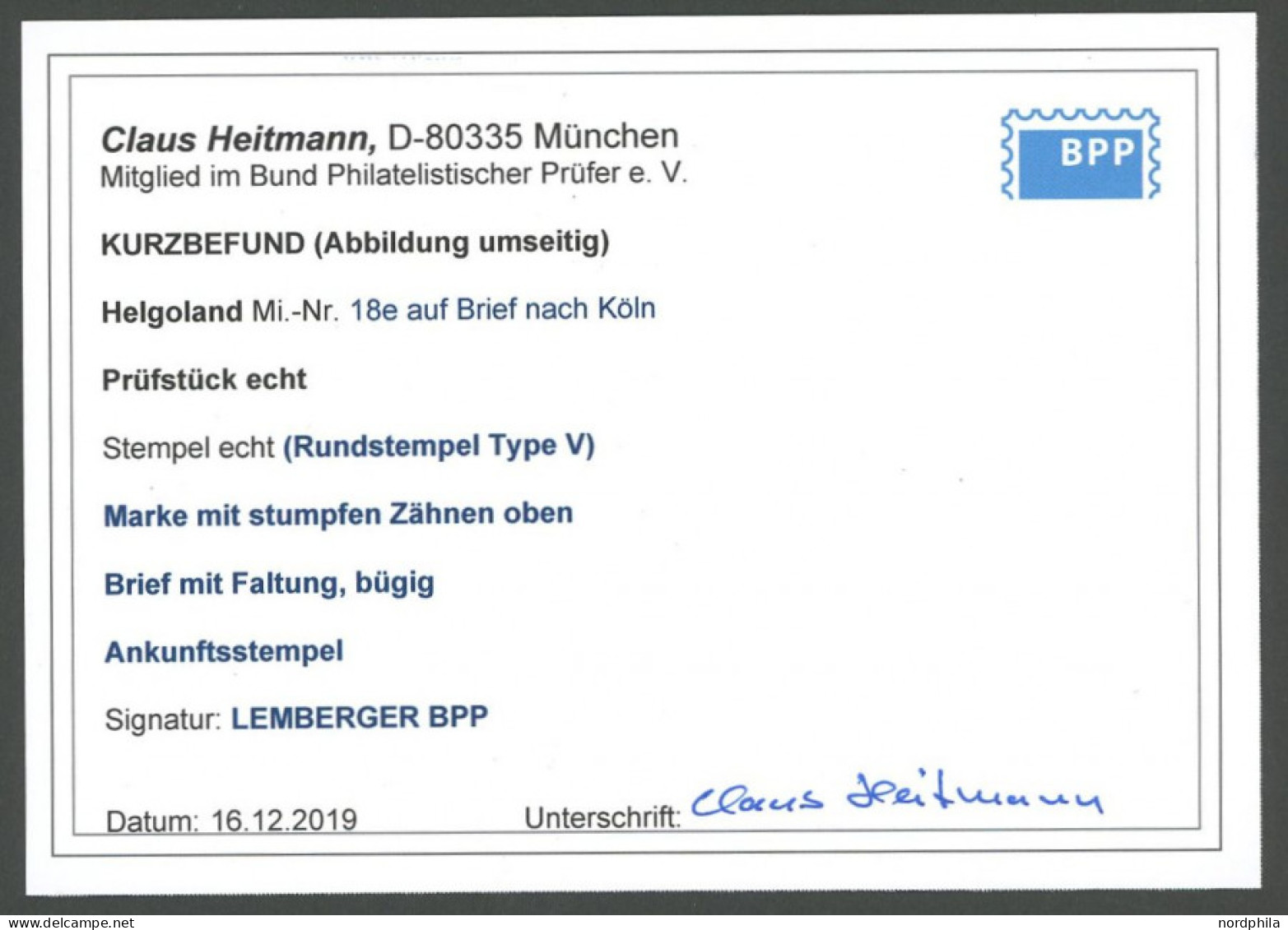 HELGOLAND 18e BRIEF, 1885, 20 Pf. Lebhaftrosa/hellrötlichgelb/graugrün Auf Brief Nach Köln, Bügig, Feinst, Gepr. Lemberg - Héligoland